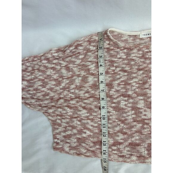 The Mogan Batwing Flare Sleeve Crop Knit Sweater Size L Pink White Fall Summer - Picture 9 of 10